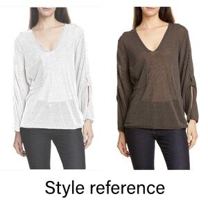 Brochu Walker Palmas Vee White Sweater XS Salt Water NWT